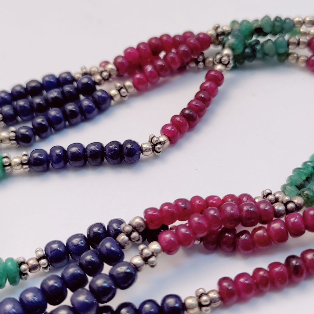 21" Solid Sterling Silver Multi Stone Necklace - image 4